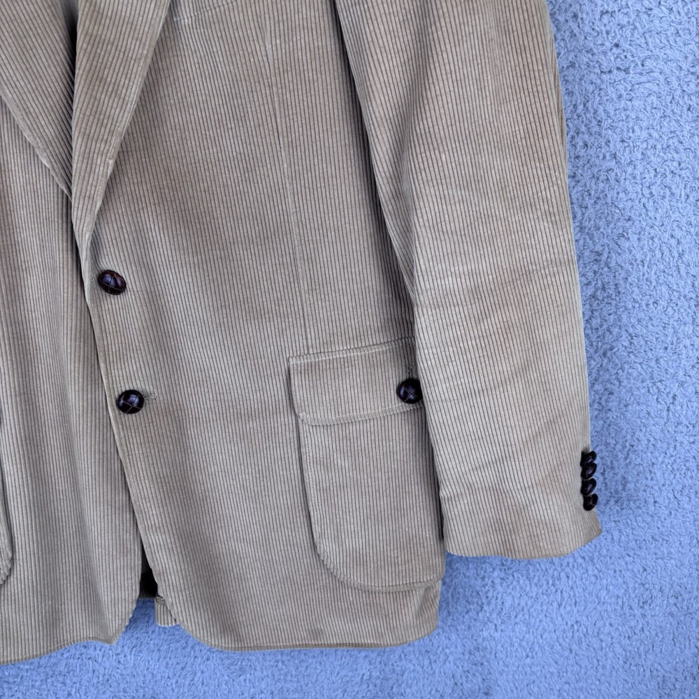 Vintage Christian Dior‎ Corduroy Sport Coat Mens 42L Tan Jacket Leather Button - Picture 4 of 16